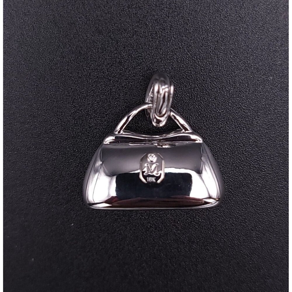 Mirabelle 18kt White Gold Diamond and Sapphire Purse Charm Pendant with Enhancer - Picture 9 of 12
